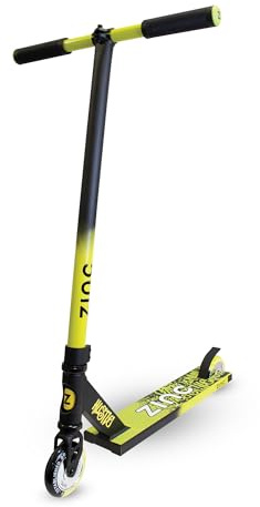 Zinc Hustle Stunt Scooter - 100mm PU Wheels & ABEC-9 Bearings, Black & Neon Aluminium Deck with Double Clamp & HIC Headset - Kids Scooter, Age 6+