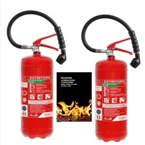 N° 2 ESTINTORI IDRICI A SCHIUMA LITRI 6 + N° 1 REGISTORO ANTINCENDIO+ STAFFE + CARTELLI + TAGLIANDO DI CONTROLLO
