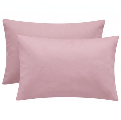 VelvetMis Pink Pillow Cases 2 Pack - Blush Pink Plain Standard Pillowcases Set of 2, Soft Pair of Microfiber Plain Pillow Cover with Envelope Closure 50x75 cm