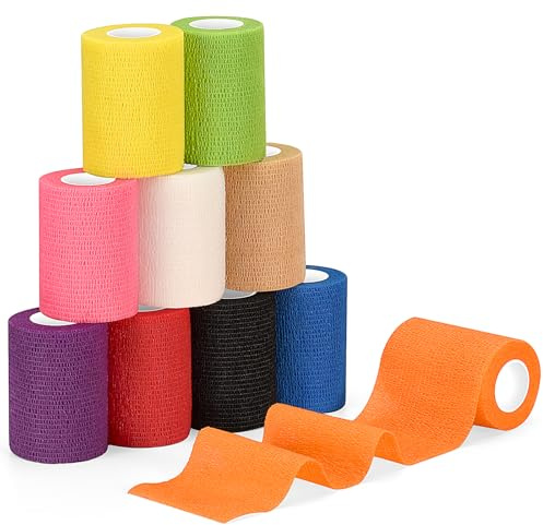 10 Rollos Venda Cohesiva 7.5cm X 4.5m Banda Venda Cinta Bendaje Adhesiva Tape Vendaje Deportivo Vendaje Autoadhesivo Perros Caballo Pet Vet Wrap (Mezcla)