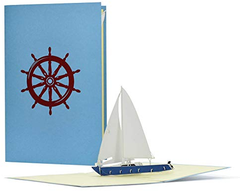 Diese-Klappkarten Pop-up Karte Gutschein oder Geburtstag - 3D Segelboot Yacht - Ausgefallener Reisegutschein zum Segeln - Segelreise Geschenkidee Glückwunschkarte