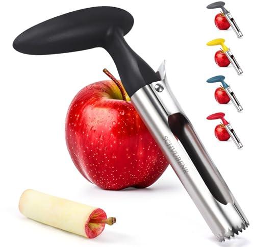 SCHVUBENR Premium Apple Corer Tool - Easy to Use and Clean - Sturdy Apple Core Remover with Sharp Serrature - Stainless Steel Corers for Apple and Pear - Core Fruits with Ease(Black)