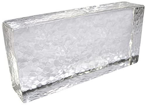 Fuchs Design Crystal Collection, 1x Glasziegel Glasstein Hammerschlag glänzend, ca. 24,6 x 11,6 x 5,3 cm, Glasbaustein aus Echtglas