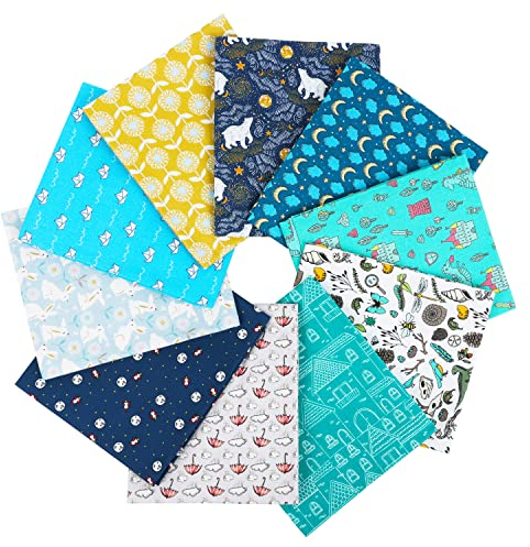 Craftido 10 Stück 18”x21” (46x53 cm) Fat Quarters Stoffpakete - Mittleres Gewicht 145g - 100% Baumwollstoff für Quilten, Nähen, Patchwork, DIY und handgefertigte Bastelarbeiten - Baby Boy