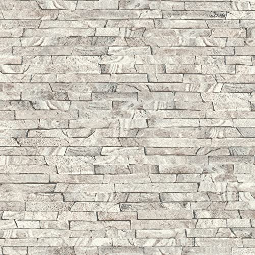 Rasch Papier peint 278903 - Gris avec effet pierre, pierre naturelle - 10,05 m x 0,53 m (L x l)