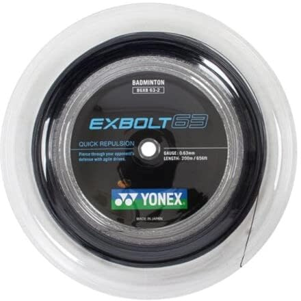 YONEX Exbolt 63 Badminton String 200m (656ft) Reel - 0.63mm - Black