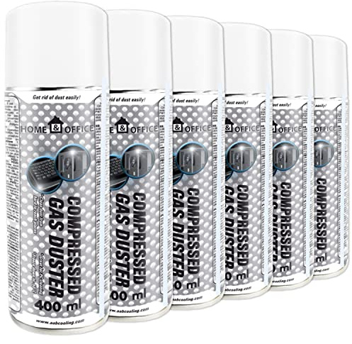 AABCOOLING Home&Office Compressed Gas Duster-Dammsugare för rengöring av tangentbord och annan kontorsutrustning, tangentbordsrengöring, tryckluftsburk, luftfläkt, Air Prime, PC Duster K4, 6x400ml