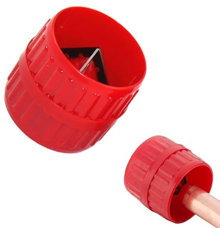 1 Pièce Universel Ebavureur pour Tuyaux, Outil de Plomberie, Outil d'ébavurage de Tuyaux 2 En 1, pour Alésoir Lntérieur-Extérieur 3 mm-38 mm (0,12 Pouces-1,5 Pouces) (Rouge)