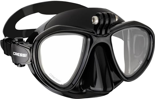 CRESSI Metis Action CAM Mask Noir/Noir - Máscara de Buceo Unisex de Reducido Volumen con Montura para Action CAM, Noir/Noir, Talla Única