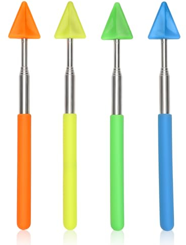 4 Flechas Puntero Profesor, Puntero Telescópico Puntero de Flecha Divertido Puntero Retráctil Triangular Varilla Guía de Mano Extensible para Escuela, Oficina, Presentación, Aula