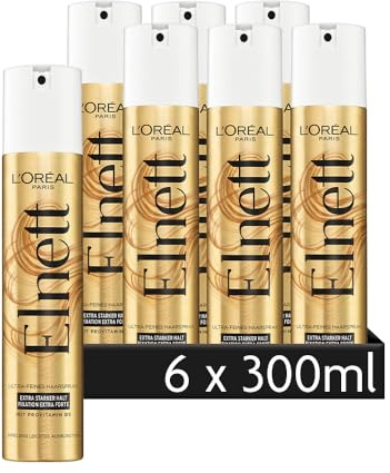 L'Oréal Paris Elnett - Spray per capelli ultra fine, con provitamina B5, per acconciatura e fissaggio dell'acconciatura, tenuta extra forte, facile da spazzolare, senza siliconi, 6 x 300 ml
