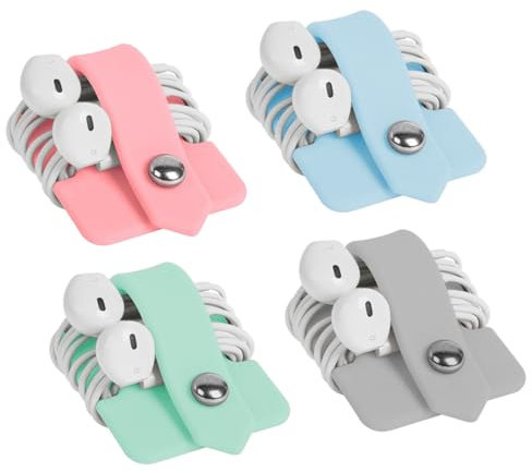 4 Pièces Rangement Accessoires, mini pochette, Silicone Souple Mini Pochette pour Casque, Étui de Rangement, Rangement Cable et Chargeur, pour Câble USB, casque filaire