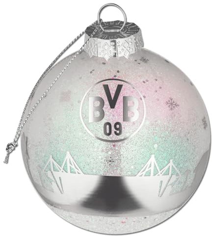 Borussia Dortmund Unisex – Erwachsene BVB Skyline Christbaumkugel, Silber, One Size