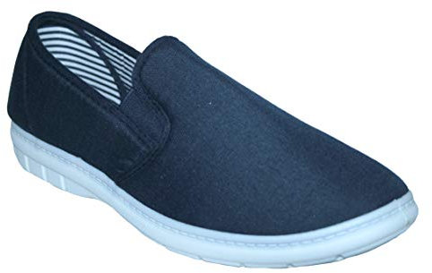 Mens Wider Fitting Casual Holiday Beach Walking Canvas Pump Trainers Deck Shoes Loafer Size 6-13 (Navy Wide Fit, UK Footwear Size System, Adult, Men, Numeric, Wide, 10)