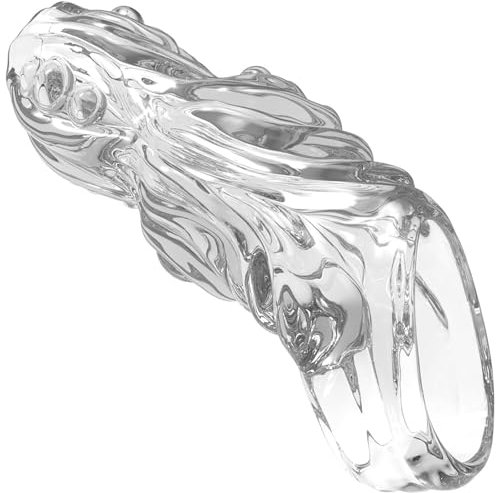 Kutocesy Guaina Fallica in Silicone Testurizzato con Anello Maniche Trasparenti Ultra Morbide e Impermeabili Giocattolo Sessuale Coppie Ingrandimento del Stimolazione (Transparent white)