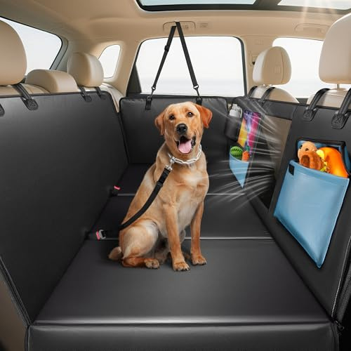 MellowMates Funda Coche Perro, Impermeable, Antiarañazos del Dura Extensión del Asiento Asiento para Protector Coche Perros Asiento Trasero, Hamaca Viaje Mascotas para la Mayoría de Coches
