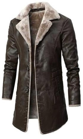 Cappotto in vera pelle da uomo nero lungo Western - Giacca invernale da uomo calda giacche di mezza stagione giacca di mezza stagione termica riscaldante giacca invernale in pelle traspirante giacca