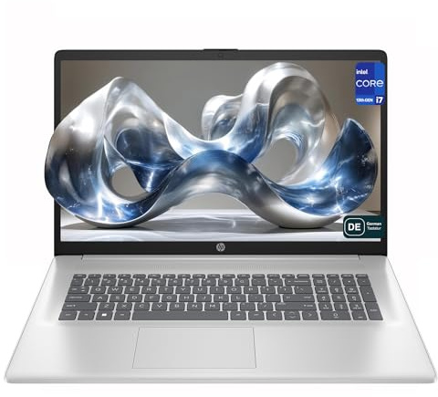 HP 17 Business Laptop, Intel Core i7-1355U, 64 GB DDR4 RAM, 1 TB PCIe SSD, 17.3 FHD (1920x1080) Display, Intel Iris Xe Grafikkarte, QWERTZ Tastatur, Windows 11 Home, Silber