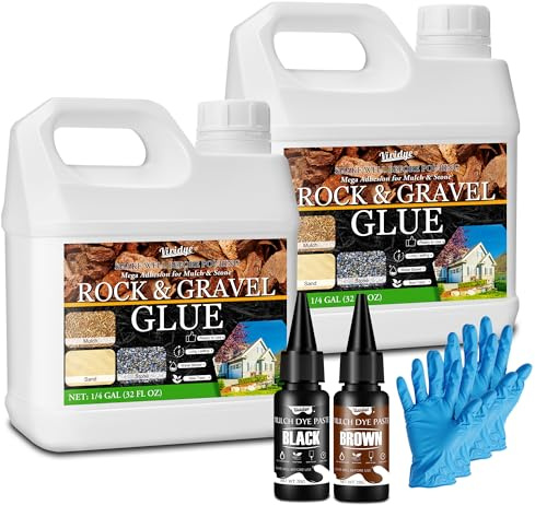 Vividye Aglutinante de Grava, 2L Adhesivo Piedras de 3 Colores (Transparente, Negro, Marrón) - Uerte Estabilizador de Grava para Fijar Grava, Mantillo de Caucho, Corteza y Hojas, No Tóxico y Duradero