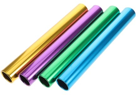 ORFOFE 4 Piezas de Bastones de Relevo de Aleación de Aluminio Ligero Acabado Galvanizado Suave, Colores Morado, Dorado, Verde y Azul, Tamaño 2.7 Cm, para Competiciones de Atletismo