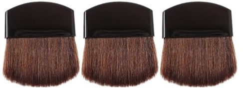 HOMSFOU Brochas de Maquillaje Mini 3 Piezas con Mango Corto, Cerdas Suaves para Base, Polvos y Rubor, Pinceles Faciales Portátiles para Maquillaje Diario y Viaje, Set Compacto para Mujer