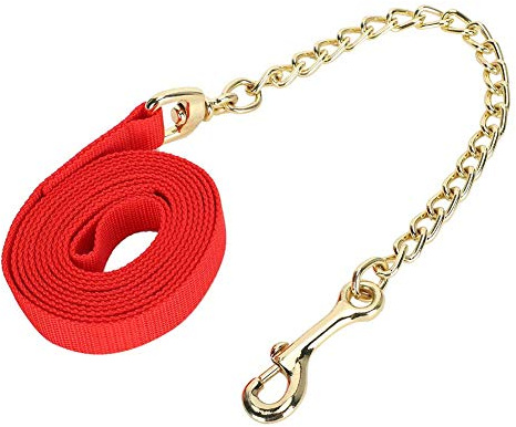 Cabestro portátil para Caballos con Cuerda de tracción y Gancho, Cuerda de sujeción para el manejo de Caballos, Correa de PP Duradera y Cadena chapada en Cobre para Uso en establos
