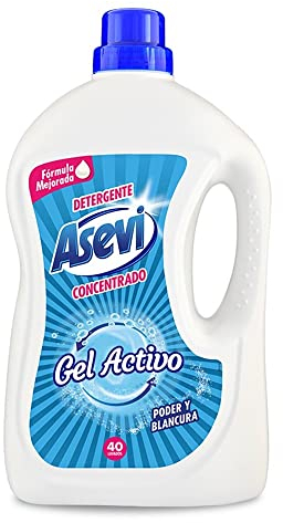 Asevi Detergente Líquido para Lavadora Gel Activo - Detergente para Ropa Blanca y de Color con Fórmula Concentrada - Aporta Blancura Deslumbrante y Luminosidad - Ideal para Ropa Blanca - 42 Lavados
