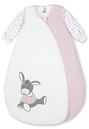 Sterntaler Schlafsack für Kleinkinder, Abnehmbare Ärmel, Wärmeregulierung, Reißverschluss, Größe: 90, Emmi Girl, Weiß/Rosa