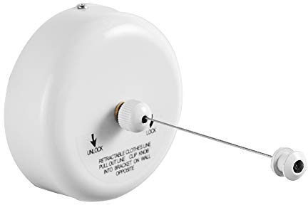 BESy Retractable Clothesline SUS304 Stainless Steel Clothes Dryer with Adjustable Stainless Steel Rope String Hotel Style Heavy Duty,9.2 Feets,White Finish, Round Style