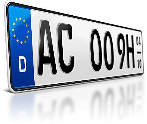 schildEVO 1 Kfz Kennzeichen | Saison + Historisch | H | OFFIZIELL amtliche Nummernschilder | DIN-Zertifiziert – EU Wunschkennzeichen mit individueller Prägung | Autokennzeichen | DHL Versand