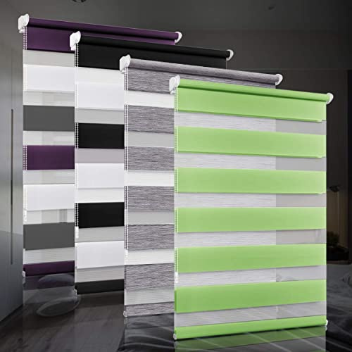 bobodeco Doppelrollo klemmfix ohne Bohren Duo Rollos für Fenster mit Klemmträger, Grün B80 x H130cm (Stoffbreite 80cm), Fensterrollo lichtdurchlässig & verdunkelnd Wandmontage Sichtschutz