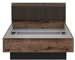 FORTE JACKY Jugendbett, Liegefläche 120 x 200 cm, Holzwerkstoff, Script-Schlammeiche/ Schwarz Eiche, 126.4 x 87.7 x 209.6 cm