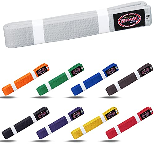 Farabi Sports Karate Gürtel Mehrere Farben Karate Gürtel Judo Karate BJJ Kampfsport Taekwondo Gürtel (260-cm, White)
