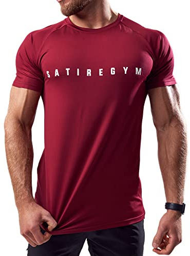 Satire Gym® Maglietta fitness da uomo slim fit – maglietta sportiva funzionale e ad asciugatura rapida per uomini a maniche corte – maglietta da fitness da uomo come maglietta da bodybuilding &