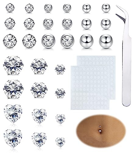 Adramata Faux Piercing Nombril Nez Goujons Anneau De Sourcil Lèvre Goujons Labret Anneaux De Nez Bijoux Faux Piercing