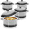 COM-FOUR® 4X Casserole Dish with Ceramic lid - Dessert Bowl for crème brûlée - Mini Casserole Dish for Ragout fin and Seasoned Meat - Gray, Approx. 250/175 ml per Dish (4 Pieces - Grey)