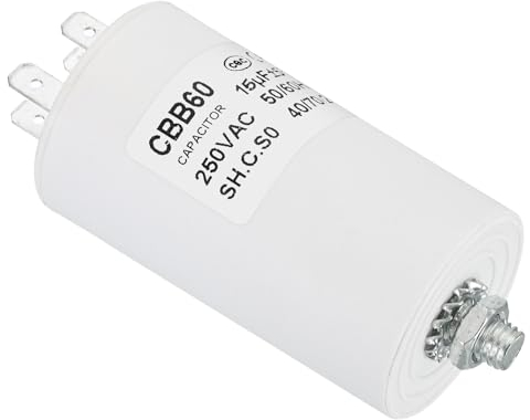 PATIKIL CBB60 15uf Running Capacitor,AC 250V 4 Pins 50/60Hz Cylinder Bottom with M8 Screw for Washing Machine,Cleaning Machine Pump Motor Star