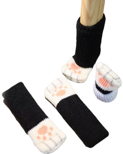 Chaussette Chaise 24 Pièces Chat Chaise Chaise Jambe Housse Silent Double Épaisseur Couverture De Table De Protection Tapis De Pied, Noir