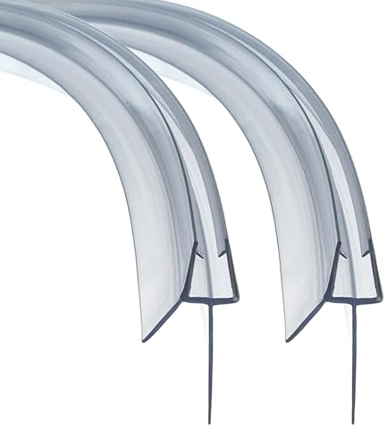 QOROCO Guarnizione doccia curva 2 x 80 cm per porte in vetro 4-6 mm con labbro in gomma più lungo (labbra 20 mm), situazioni con maggiore distanza dal pavimento, guarnizione di ricambio in PVC