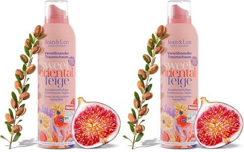 Jean & Len Doccia Schiuma Gel Delicato, Trattamento All’Olio Di Argan E Fico, Tecnologia Gel-To-Mousse, Con Vitamina E E Glicerina Vegetale, Senza Parabeni E Siliconi, 200 ml (Confezione da 2)