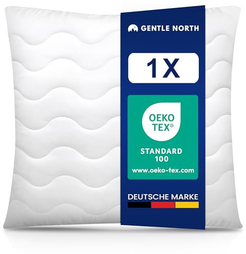 Gentle North Hochwertige Kopfkissen 80x80 cm groß in Hotelqualität - Flauschiges, gut gefülltes Schlafkissen für Allergiker geeignet (Ökotex 100 Zertifiziert) - 60° Waschbar