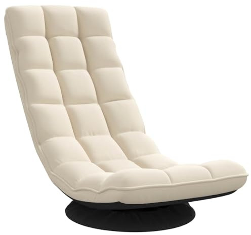 vidaXL Silla giratoria de Suelo de Lino 70x51x79 cm, Silla giratoria, Silla de Juego de Piso, Silla de Piso Plegable, sillón reclinable Giratorio