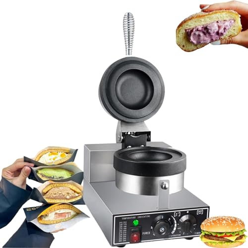 Máquina para hacer hamburguesas eléctrica de 1200 W, máquina para hornear hamburguesas con prensa antiadherente, máquina para hacer hamburguesas con helado, prensa comercial para panini y sá