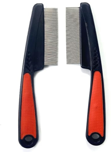 KEAIYYJ- Dandruff, Lice & Flea Comb Remover, Scalp Cleaner for Psoriasis, Metal Tooth Nit Brush, 2 Pack