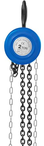Handkettenzüge, 1/2T Kettenzug Handseilwinde, Manueller Kettenzug, 3m Kette, Flaschenzug Seilzug Handkran für Forst und Werkstatt (Blau, 2T)