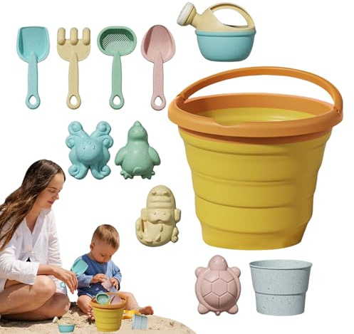 11PCS Kit De Jeu De Plage Enfant, 20x20cm Seau Et Pelle Ensemble De Plage pour, Comprenant 4 Pelles À Sable, 1 Seau, 1 Pot, 5 Moules, Adapté À Divers Jeux De Plage Et D'extérieur