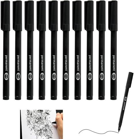 Cyiamku Pennarello nero indelebile, Pennarello Nero Penna Permanente Punta Sottile 0,6 mm Resistente all'Acqua e Antimacchia, Penna Universale ad Asciugatura Rapida, per Carta Plastica Vetro Scrivania