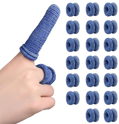 ZORVYN 30 Pezzi Bende Elastiche Traspiranti per Dita Protezione Dita Cerotti per Distorsioni, Lavoro in Giardino, Cucina (Blu)