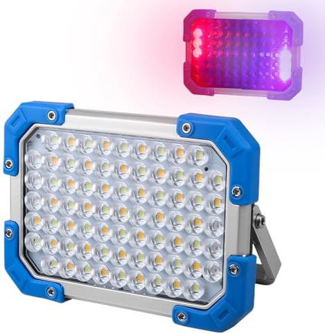 Nybhyjka Lampe de travail LED, 7 modes de projecteur, lumière LED magnétique rechargeable 3600 mAh avec support pliable | pour réparation de voiture, panne de courant, camping, construction, atelier