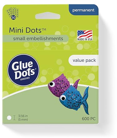 Glue Dots, Mini Dots Value Pack, Double-Sided, 3/16, 600 Dots, DIY Craft Glue Tape, Sticky Adhesive Glue Points, Liquid Hot Glue Alternative, Clear